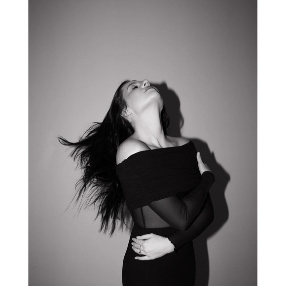 Commense Overfold Off-Shoulder Mesh Long Sleeve Long Dress Size XL - Picture 7 of 9